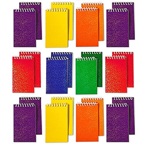 Product Cover Kicko Spiral Prism Notepads - 2.25 X 3.5 Inches - 20 Pages Each - Pack of 24 - Assorted Colors Mini Spiral Bound Memo Pad, Pocket Size - for Kids Great Party Favors, Bag Stuffers, Fun, Gift, Prize