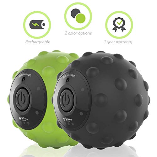 Product Cover Sedona 4-Speed Vibrating Massage Ball - Rechargeable Textured Foam Roller Muscle Tension Pain & Pressure Relieving Fitness Massaging Balls Myofascial Release For Hips Feet Arms Back Neck Waist - Black
