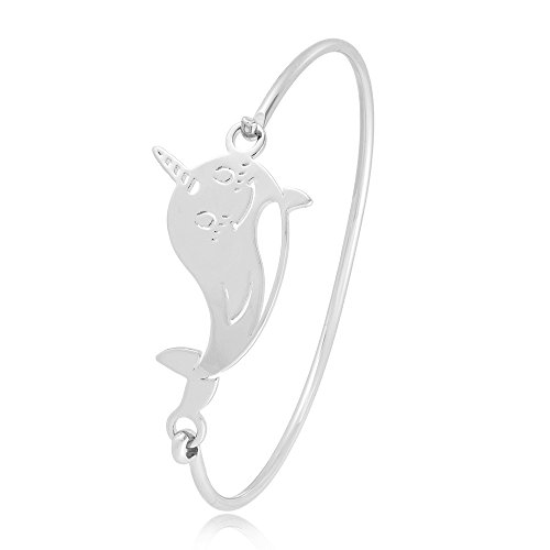 Product Cover SENFAI Shy Geometric Narwhal Bracelet Sea Life Jewelry for Girls (Silver)