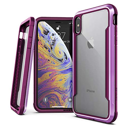 Product Cover X-Doria Defense Shield, iPhone Xs Max - Military Grade Drop Tested, Anodized Aluminum, TPU, and Polycarbonate Protective Case for Apple iPhone Xs Max, 6.5 Inch Screen (Purple)