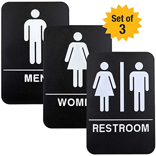 Product Cover Plastic Restroom Sign: Easy to Mount with Braille (ADA Compliant), Great for Business & Restaurants - 6