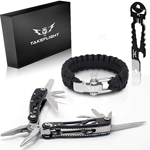 Product Cover Father's Day Gift for Dad - Multi Tool Survival Gear Kit - Gadgets for Men | EDC Gift Set w/Paracord Bracelet + Multitool + Keychain Bottle Opener, Christmas Stocking Stuffer