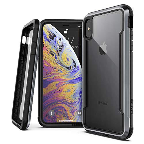 Product Cover X-Doria Defense Shield, iPhone Xs Max - Military Grade Drop Tested, Anodized Aluminum, TPU, and Polycarbonate Protective Case for Apple iPhone Xs Max, 6.5 Inch Screen (Black)