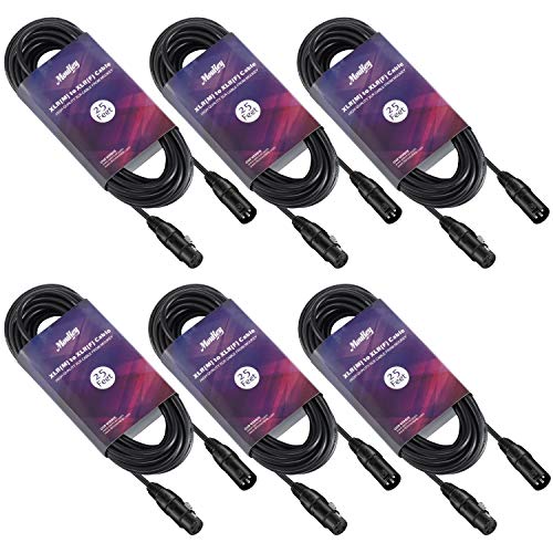 Product Cover Moukey 25ft XLR 25 Feet Microphone Male to Female Mic Cables Cord, Black 6-Pack