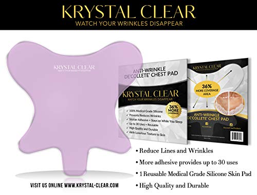 Product Cover BIGGER DESIGN AND STICKIER PAD! KrystalClear Skin Care Anti Wrinkle Chest Decollete Pads for Prevention/Elimination/Reduce Wrinkles; Long-Lasting Reusable Medical Grade Silicone Patch Mask