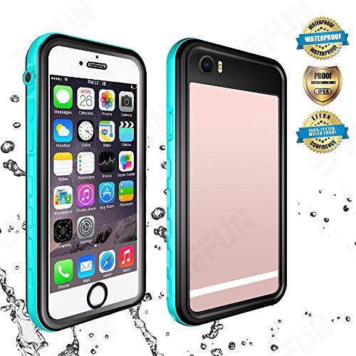 Product Cover EFFUN iPhone 6/6s Waterproof Case, IP68 Certified Waterproof Underwater Cover Dirtproof Snowproof Shockproof Case with Cell Phone Holder, PH Test Paper, Stylus Pen, Floating Strap Aqua Blue