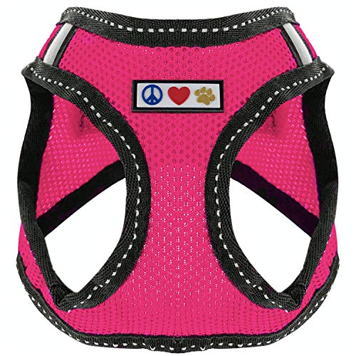 Product Cover Pawtitas Pet Reflective Mesh Dog Harness, Step in or Vest Harness, Comfort Control, Training Walking of Your Puppy/Dog Medium M Pink Dog Harness