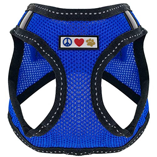 Product Cover Pawtitas Pet Reflective Mesh Dog Harness, Step in or Vest Harness, Comfort Control, Training Walking of Your Puppy/Dog XS Extra Small Blue Dog Harness