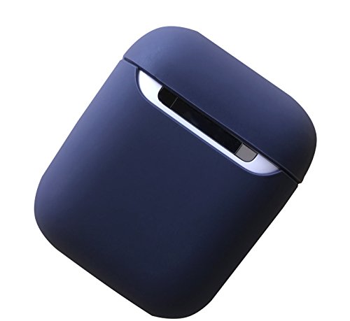 Product Cover Protective Airpods Case [Front LED Visible][Supports Wireless Charging][Made of 2 Pcs] Shock Proof Soft Skin for Airpods Charging Case 1&2 (Midnight Blue)