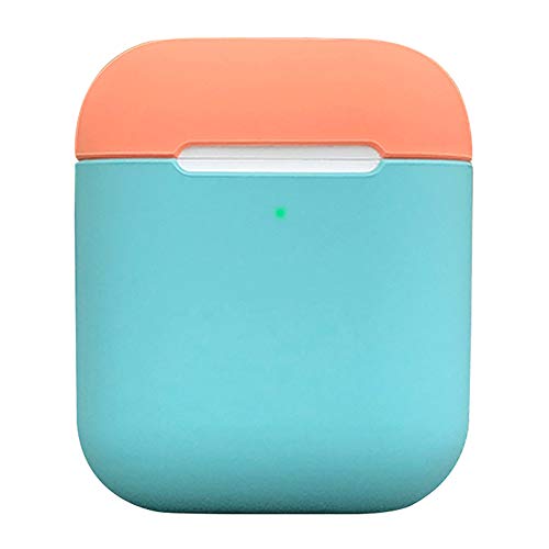 Product Cover Protective Airpods Case [Front LED Visible][Supports Wireless Charging][Made of 2 Pcs] Shock Proof Soft Skin for Airpods Charging Case 1&2 (Ice Blue/Flamingo)