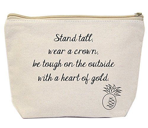 Product Cover Jules Natural Canvas Zipper Pineapple Tote Bag Stand Tall, Wear A Crown, Be Tough On The Outside With A Heart Of Gold.