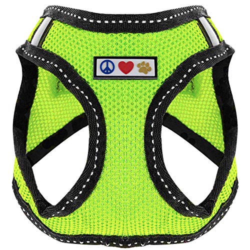 Product Cover Pawtitas Pet Reflective Mesh Dog Harness, Step in or Vest Harness, Comfort Control, Training Walking of Your Puppy/Dog XS Extra Small Green Dog Harness