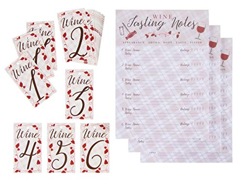Product Cover Wine Tasting Game Kit - 3-Set Wine Tasting Score Sheets and Bottle Number Tags, Wine Tasting Event Party Supplies, 3 Pads of Score Sheets, 50 Sheets Each Pad, 6.2 x 8.6 Inches