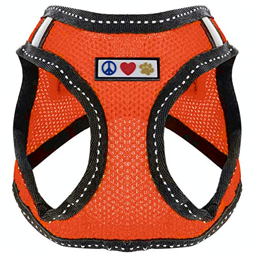 Product Cover Pawtitas Pet Reflective Mesh Dog Harness, Step in or Vest Harness, Comfort Control, Training Walking of Your Puppy/Dog XXS Extra Extra Small Orange Dog Harness