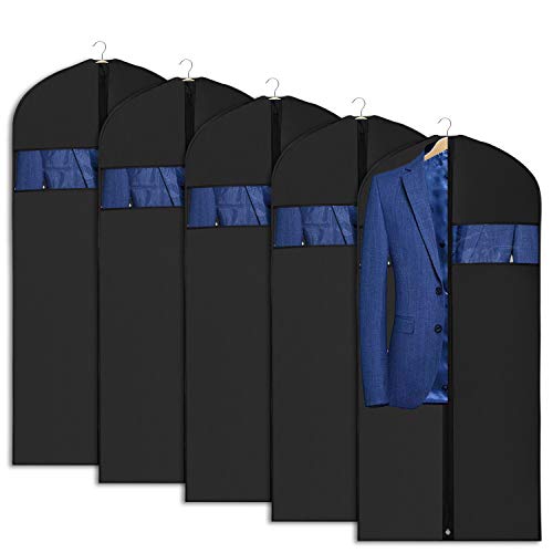 Product Cover Univivi Garment Bag Suit Bag for Storage and Travel 43 inch, Anti-Moth Protector, Washable Suit Cover for T-Shirt, Jacket, Suits, Coats, Set of 5