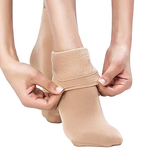 Product Cover COTSON Soft Warm Cozy 100% Super Hot Fully Stretchable Best Quality Velvet Socks (Without Thumb) for Girls/Ladies / Women) -1 Pair (Beige)