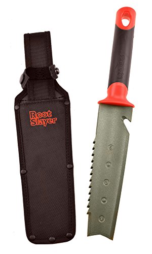 Product Cover Radius Garden 17211 Root Slayer Soil Knife with Holster, Red