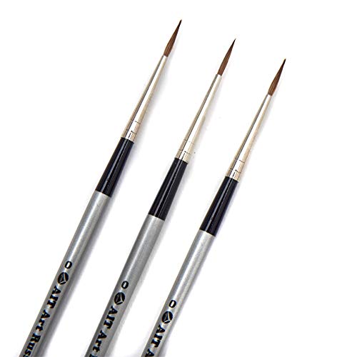Product Cover AIT Art Select Mini-Liner Detail Paint Brushes, Size 0, Pack of 3, Pure Russian Red Sable, Handmade in Germany for Crafting Exquisite Details Using Oil, Acrylic, or Watercolors
