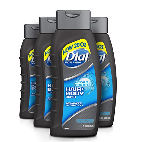 Product Cover Dial For Men Hair + Body Wash, Hydro Fresh, 20 Ounce (Pack of 4)