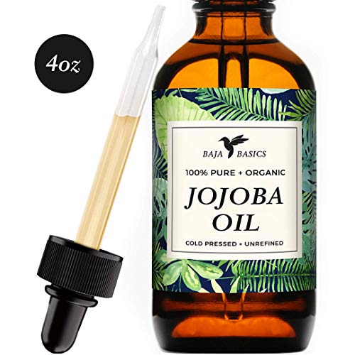 Product Cover Jojoba Oil by Baja Basics, Organic, 100% Pure, Cold Pressed For Moisturizing Skin, Hair and Cuticles Large 4oz