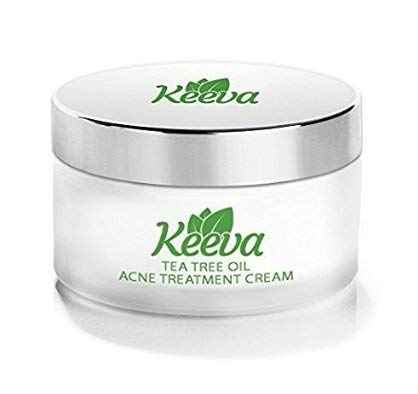 Product Cover Keeva Organics Acne Treatment Cream With Secret TEA TREE OIL Formula - Perfect For Acne Scar Removal, Fighting Breakouts, Spots, Cystic Acne - See Results in Days Without Dry Skin (1oz)