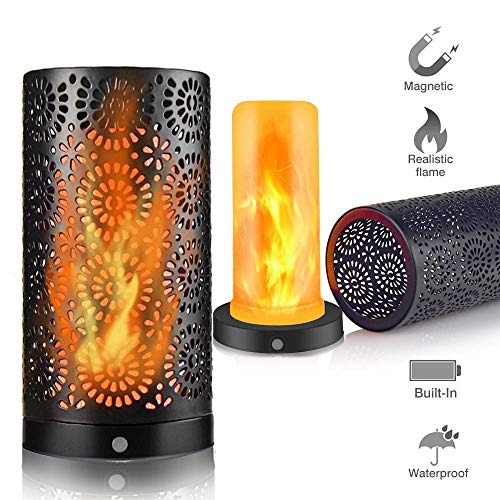 Product Cover Yming - LED Flame Effect Fire Lights - Black Magnetic Candle Light - 4 Modes with Upside Down Effect Flame Bulbs for Party Wedding Home Hotel Bar Decoration