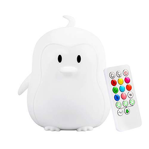Product Cover Yuede Kids Night Light (Silicone Light) USB Rechargeable Penguin Night Light, 9 Color Change Sensitive Tap Control for Baby/Kids/Adult Bedroom, Remote Control