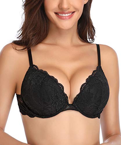 Product Cover Deyllo Women's Push Up Lace Bra Comfort Padded Underwire Bra Lift Up Add One Cup