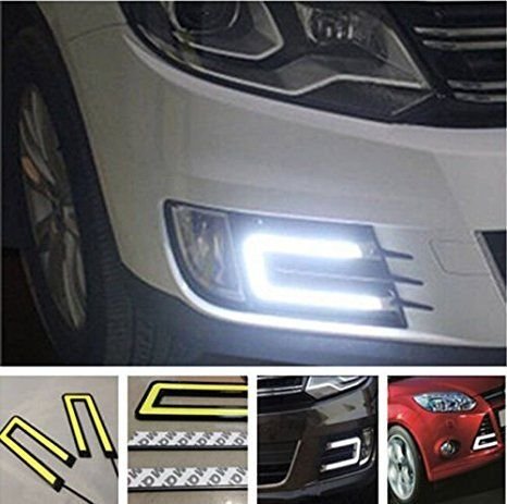 Product Cover EASY4BUY 2X Car U Shape COB Led Daytime Running Lights Lamp DRL Light CAR Fog Light