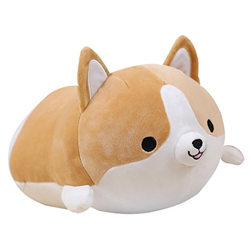 Product Cover Levenkeness Corgi Dog Plush Pillow, Soft Cute Shiba Inu Akita Stuffed Animals Toy Gifts (Brown, 11.8 in)