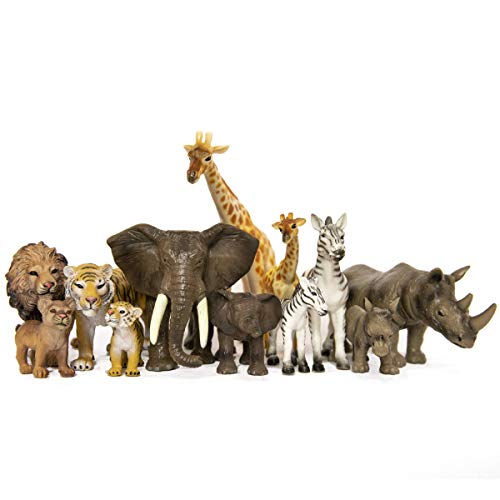 Product Cover SANDBAR TOYS Safari Animals Set ( 12 Piece ) - Wild Animals, Baby Animals, Zoo Animals, Jungle Animals, and African Animals - Educational Child Development Toy - Kids, Toddlers, Children Toy Figures