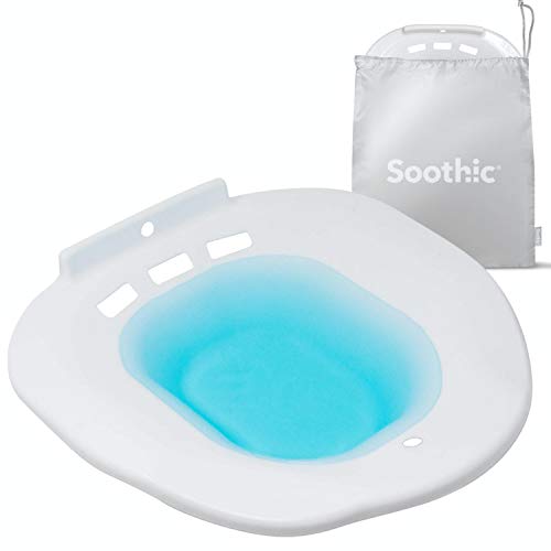 Product Cover SOOTHIC Sitz Bath for Toilet Seat - Postpartum Care Kit for Hemorrhoids and Pain, Yoni Steam Seat, Sits Bath Tub, Discreet White, Easy Attachment, Universal Fit, Elongated, Oblong, Oval Toilets