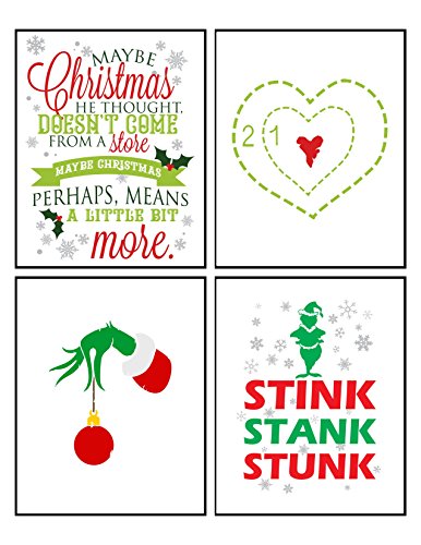 Product Cover Silly Goose Gifts Stink Stank Stunk Wall Art Prints (Set of Four) 8x10in Christmas Signs Decoration Decor