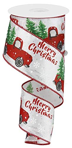 Product Cover Christmas Vintage Truck Wired Edge Ribbon - 2.5