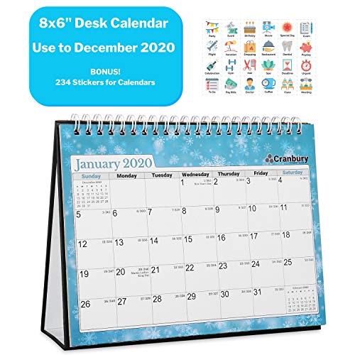 Product Cover Small 8x6 Desk Calendar 2020 (Seasons), Use Now to December 2020, 16 Months, Flip Desktop Counter Top Calendar, with Stickers for Calendars, for Family Home and Office
