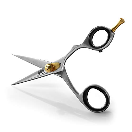 Product Cover Facial Hair Scissors for Men - Mustache and Beard Trimming Scissors - 5.5 inches - All Stainless Steel - Sharp and Precise Grooming - Razor Edge Barber Scissor - Professional Cutting Scissors - Silver