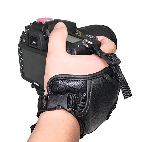Product Cover Bestshoot Camera Wrist Strap, Padded PU Leather Grip Strap Stabilizer for DSLR Camera Canon EOS T5i T4i T3i 60D 70D 5D, Nikon D7200 D7000 D600 D800 D90 D5200 D3100, Sony, Panasonic, Fujifilm, Olympus