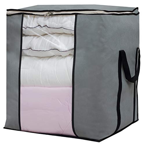 Product Cover SLEEPING LAMB Large Foldable Storage Bag Organizer Clothes Storage Container for Blanket Comforter Clothing Bedding with Durable Handles, Grey