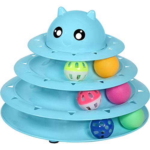 Product Cover Upsky Cat Toy Roller Cat Toys 3 Level Towers Tracks Roller with Six Colorful Ball Interactive Kitten Fun Mental Physical Exercise Puzzle Toys