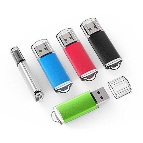 Product Cover TOPSELL 5 Pack 64GB USB 2.0 Flash Drive Memory Stick Thumb Drives (5 Mixed Colors: Black Blue Green Red Silver)