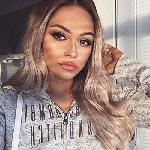 Product Cover Lady Miranda Ombre Wig Brown To Ash Blonde High Density Heat Resistant Synthetic Hair Lace Wigs For Women (Lace Wig, T/Ash Blonde)