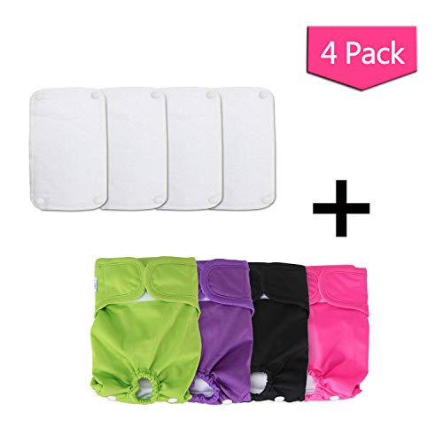 Product Cover Teamoy Reusable Female Dog Diapers with Removable Pads(Pack of 4), Washable Doggie Diaper Wraps for Female Dogs, Super-Absorbent, Comfortable and Stylish, XS
