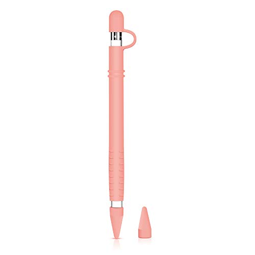 Product Cover Silicone Case for Apple Pencil Holder Sleeve Skin Pocket Cover Accessories for iPad Pro, Soft Grip Pouch with Charging Cap Holder and 2 Protective Nib Covers(Rubber Pink)