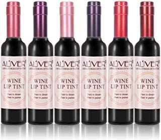 Product Cover ALIVER 6 Colors Wine Lip Tint, Natural Liquid Lipstick Long Lasting Mini Make Up Lip Gloss Matte Lip Sticks Wine Bottle (Wine lipgloss)
