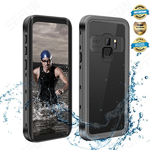 Product Cover EFFUN Samsung Galaxy S9 Waterproof Case, IP68 Certified Waterproof Underwater Cover Dustproof Snowproof Shockproof Case for Galaxy S9 with Phone Stand, PH Test Paper and Floating Strap Black
