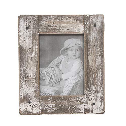Product Cover kuip Design 8x10 Picture Frame Rustic Distressed Weathered Reclaimed Wood Cream Stand with Easel Back Horizontally or Vertically on The Tabletop Decor