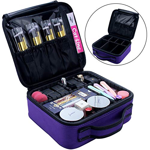 Product Cover Relavel Makeup Case Organizer Travel Bag Cosmetic Train Case Makeup Bags for Women Makeup Brush Storage Box Purple