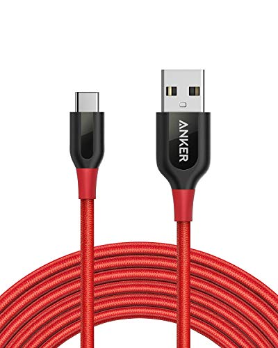 Product Cover USB C Cable, Anker Powerline+ USB-C to USB-A [10ft], Double-Braided Nylon Fast Charging Cable, for Samsung Galaxy S10/ S9 / S9+ / S8 / S8+ / Note 8, LG V20 / G5 / G6, and More (Red)
