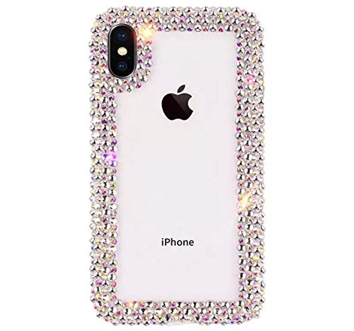 Product Cover Jesiya for iPhone Xs/iPhone X/iPhone 10 Case 3D Glitter Sparkle Bling Case Luxury Shiny Crystal Rhinestone Diamond Bumper Clear Protective Case Cover for iPhone Xs/iPhone X/iPhone 10 Clear
