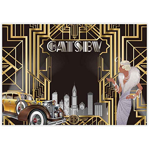 Product Cover Allenjoy 7x5ft The Great Gatsby Themed Backdrop for Adult Celebration Retro Roaring 20's 20s Party Art Decor Happy 1st Birthday Wedding Decoration Pictures Background Supplies Photo Booth Prop